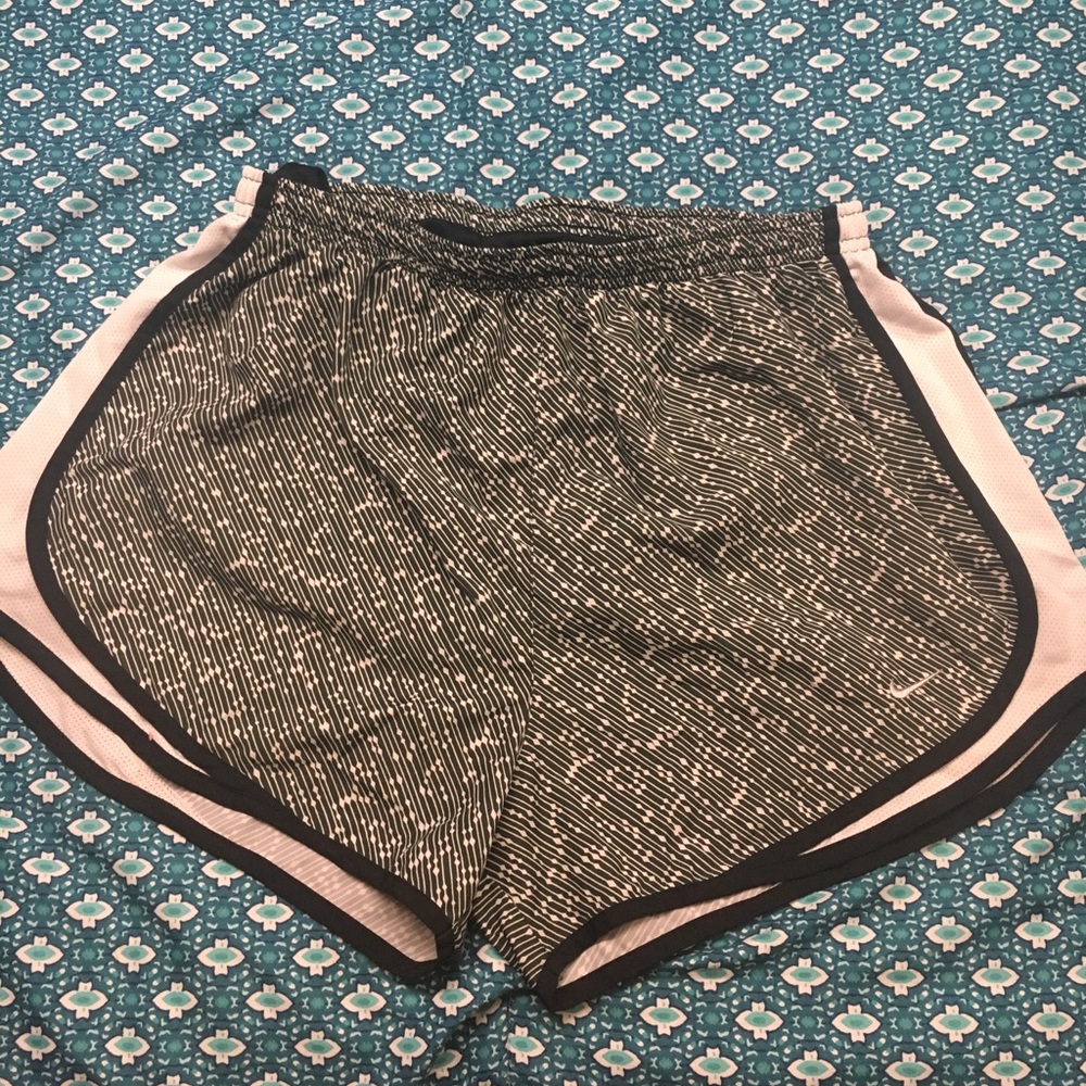 Black and white Nike athletic shorts